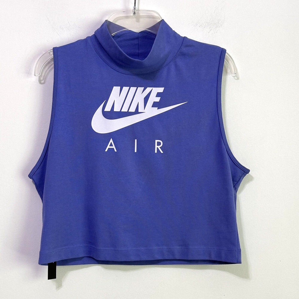 Nike Air‎ Womens Mock Neck Tee Shirt L Purple Active Sleeveless Crop Workout NEW